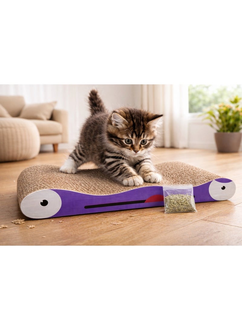 Petto 2-in-1 Reversible Cat Scratcher Cardboard Pad with Catnip – Durable Corrugated Scratching Board for Indoor Cats – Purple - Image 2